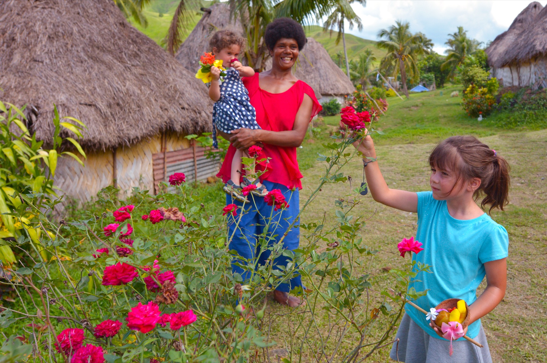 Family-friendly Fiji garden scene